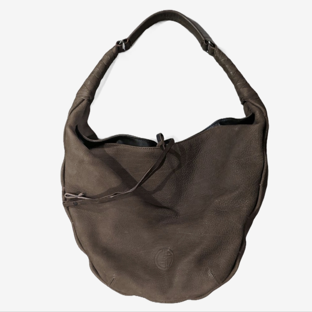 Giorgio Armani brown suede hobo bag